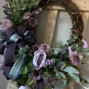 Floral Wreath with Purple Accents